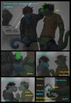  anthro balls bathroom clothing comic comparing comparing_penis duo english_text frottage genitals hair hoodie humanoid_genitalia humanoid_penis lizard male male/male mirror murskahammas penis recording reptile scalie sex sink text tongue tongue_out topwear voyeur 