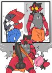  absurd_res balls canid canine erection felid feline generation_5_pokemon generation_7_pokemon genitals hi_res incineroar janslobonejo male mammal nintendo penis pokemon pokemon_(species) shower simple_background towel white_background zoroark 