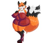  anthro barely_contained big_breasts breasts canid canine canis clothing curvy_figure dress female footwear fox hi_res high_heels huge_breasts hybrid hyper hyper_breasts lalonchera22 looking_at_viewer mammal mature_female mother nipple_outline parent sara_(lalonchera22) solo wide_hips wolf 