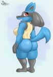  absurd_res big_butt blue_body blue_fur breasts butt daison_the_fox featureless_breasts female fur generation_4_pokemon hi_res lucario nintendo pokemon pokemon_(species) simple_background solo solo_focus thick_thighs 