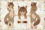  absurd_res anthro aster_von_snugglebeans blep brown_body brown_eyes brown_fur felid feline female flower fur hi_res mammal model_sheet pawpads plant rose_(flower) samaella slightly_chubby solo tongue tongue_out trans_(lore) trans_woman_(lore) 