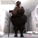  1:1 3d_(artwork) age_difference anthro areola bear belly big_breasts big_butt breasts butt cane claws clothing daz3d dialogue digital_media_(artwork) ear_piercing ear_ring elderly_female female georgia_woods_(lhf3d) hair hallway hand_on_breast hi_res legwear looking_at_viewer lowhangingfruit3d mammal mature_anthro mature_female nipples obese obese_anthro obese_female old older_female overweight overweight_anthro overweight_female piercing pinup pose ring_piercing solo standing thick_thighs thigh_highs toe_claws wide_hips 