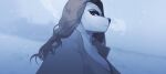  2021 anthro artist_name black_nose brown_hair bust_portrait canid clothed clothing dark_eyes dated eyelashes female grey_clothing grey_topwear hair hi_res looking_at_viewer mammal mouth_closed portrait red_eyes simple_background solo topwear unknowhiter white_body 