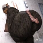  1:1 3d_(artwork) age_difference anthro areola bear belly big_breasts big_butt big_penis breasts butt claws clothing daz3d digital_media_(artwork) disembodied_penis ear_piercing ear_ring elderly_female female genitals georgia_woods_(lhf3d) hair hallway hi_res hot_dogging legwear looking_at_viewer lowhangingfruit3d male male/female mammal mature_anthro mature_female nipples obese obese_anthro obese_female old older_female overweight overweight_anthro overweight_female penis piercing pinup pose ring_piercing solo standing thick_thighs thigh_highs toe_claws wide_hips 