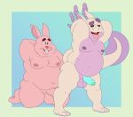  amphibian anthro axolotl balls bubs_(bubba) butt cartoon_network duo erection female genitals hi_res lagomorph leporid male male/female male/male mammal marine mole_salamander moobs nipples nude overweight overweight_anthro overweight_male penis pink_body pondart_studios rabbit richard_watterson salamander_(amphibian) simple_background smile the_amazing_world_of_gumball 