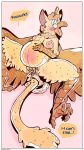  9:16 abdominal_bulge anthro avian belly big_belly blush bodily_fluids breasts comic cum dialogue digital_media_(artwork) english_text female genital_fluids genitals goo_creature goo_dragon goo_dripping griff_(nasty-pink) gryphon hi_res mammal masturbation mythological_avian mythology nasty-pink nipples nude open_mouth pregnant pregnant_female pussy simple_background solo speech_bubble tagme text tongue tongue_out translucent vaginal wings yellow_body 