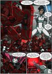  absurd_res anthro armor blood bodily_fluids comic didelphid english_text female hi_res human in_our_shadow inside kitfox-crimson machine male mammal marsupial mecha procyonid raccoon text tourmaline_(kitfox-crimson) yash_(kitfox-crimson) 