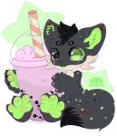  anthro arkrue beverage bubble_tea canid canine container fennec fox heterochromia hi_res kanji kota_(kotafen) male mammal markings open_mouth solo 