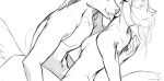  anthro anthro_on_anthro anthro_penetrated anthro_penetrating anthro_penetrating_anthro duo eyes_closed fangs female female_penetrated grin hand_on_back hi_res inner_ear_fluff licking licking_another male male/female male_penetrating male_penetrating_female monochrome nude obscured_penetration penetration sex sharp_teeth side_view simple_background sketch smile teeth tongue tongue_out tuft unknowhiter 