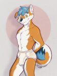  absurd_res anthro black_nose blue_body blue_fur blue_hair briefs briefs_only bulge canid canine canis clothed clothing detailed_background detailed_bulge domestic_dog druidyordle fur genital_outline hair hands_behind_back hi_res jexlpuppy male mammal orange_body orange_fur penis_outline shiba_inu smile solo spitz tighty_whities topless translucent translucent_clothing underwear underwear_only white_body white_briefs white_clothing white_fur white_underwear 