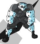  2016 anthro barbell_(animagusurreal) big_muscles black_clothing black_footwear black_shoes black_spots canid canine canis clothing dalmatian domestic_dog fist floppy_ears football_uniform footwear fur gloves grey_clothing grey_gloves grey_handwear handwear huge_muscles male mammal mask muscular muscular_anthro muscular_male nateblue no_pupils pose solo spots white_body white_fur 