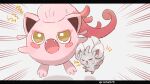  :o blush_stickers chira_(riiche573) commentary_request fangs letterboxed minccino no_humans open_mouth pokemon pokemon_(creature) scream_tail twitter_username watermark white_background yellow_eyes 
