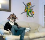  angry anthro avali clothed clothing duo eulipotyphlan exhausted feathers furniture hedgehog hi_res hortensia intersepter male mammal meme nude open_mouth sitting sofa tape tiskanomicon 