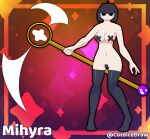  absurd_res clothing cordicedraw female hi_res human legwear mammal melee_weapon nipple_tape not_furry pasties polearm pussy_tape scythe stockings tape weapon 