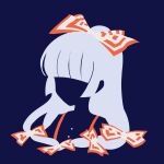  1girl bangs blending blue_background bow faceless flat_color fujiwara_no_mokou hair_bow highres hime_cut limited_palette maskin_mei minimalism no_lineart portrait sidelocks silhouette simple_background solo suspenders touhou white_hair 