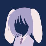 1girl animal_ears bangs blending blue_background character_request check_character collared_shirt flat_color highres jacket limited_palette maskin_mei minimalism necktie no_eyes no_lineart portrait rabbit_ears rabbit_girl red_necktie reisen_(touhou_bougetsushou) shirt silhouette simple_background solo touhou 