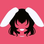  1girl animal_ears black_hair blending flat_color highres inaba_tewi limited_palette maskin_mei minimalism no_eyes no_lineart portrait rabbit_ears rabbit_girl red_background short_hair silhouette simple_background solo touhou wavy_hair 