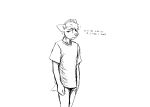  2023 anthro bottomless canid canine canis clothed clothing daniel_(hladilnik) hi_res hladilnik looking_down male mammal monochrome sad shirt shirt_only shy sketch solo topwear topwear_only wolf 