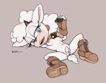  anthro boots bovid breasts caprine clothing cowbell ecmajor female fingerless_gloves footwear genitals gloves handwear lanolin_(sonic_the_hedgehog) mammal nipples pussy sheep simple_background solo 