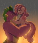 2020 aged_up anthro boop cutie_mark digital_drawing_(artwork) digital_media_(artwork) dragon duo equid equine eye_contact female feral friendship_is_magic green_eyes hair hasbro heavysplatter hi_res holding_another horn imminent_kiss lidded_eyes looking_at_another male male/female mammal muscular muscular_anthro muscular_male my_little_pony pink_hair pink_tail purple_body raining romantic romantic_ambiance spike_(mlp) standing sunset sweetie_belle_(mlp) tail unicorn wet wet_hair white_body wingless_dragon 