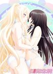  ass black_hair blonde_hair blue_eyes blush chin_grab happy kirishima_shizuku long_hair multiple_girls no_bra panties peko red_eyes romaji shitogi_eris sono_hanabira_ni_kuchizuke_wo underwear white_panties yuri 