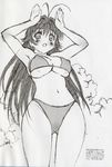  breasts erect_nipples kanokon minamoto_chizuru monochrome scan sexy sketch takami_akio 