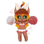  &lt;3 2018 animal_humanoid anthro black_sclera breasts canid canine canis caradhina cheerleader clothed clothing digital_media_(artwork) embers female fire fur green_eyes hair hi_res humanoid looking_at_viewer mammal open_mouth pom_poms simple_background smile solo 