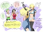  angry bad_id bad_pixiv_id black_hair blonde_hair blue_eyes bra breasts brown_eyes cigarette crossed_arms genderswap genderswap_(mtf) green_eyes green_hair lingerie luffyko medium_breasts multiple_girls necktie one_piece open_clothes open_shirt panties roronoa_zoro sanji scar shirt short_hair thighhighs translation_request underwear undressing veins yui_(kari) 