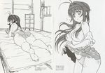  ass breasts kanokon minamoto_chizuru monochrome scan sexy sketch takami_akio 