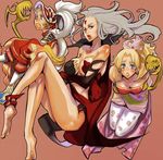  bdsm blue_eyes bondage bound breasts cape cloud_of_darkness dissidia_final_fantasy feet final_fantasy final_fantasy_iii final_fantasy_vi green_eyes grey_hair hair_ornament large_breasts legs onion_knight ponytail red_eyes revealing_clothes tied_up tina_branford white_hair witch 
