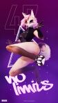  3d_(artwork) anthro canid canine canis claws clothed clothing digital_media_(artwork) english_text female fox fur hair hi_res impreza mammal multicolored_body outside pink_hair simple_background solo tan_body tan_fur text tridognait 