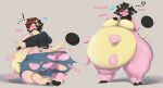  anthro big_breasts big_butt black_hair blush bodily_fluids bovid bovine breast_expansion breasts butt butt_expansion clothed clothing cloven_hooves confusion expansion female front_view generation_2_pokemon hair hi_res hooves horn huge_butt huge_thighs human_to_anthro kneeling mammal miltank nintendo nude obese obese_anthro obese_female overweight overweight_anthro overweight_female partially_clothed pokemon pokemon_(species) ravieel rear_view solo species_transformation standing sweat sweatdrop teats thick_thighs torn_clothing transformation wardrobe_malfunction weight_gain wide_hips 
