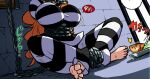  bdsm bondage bound bread breasts brick_wall chain cropped feet food long_hair nami_(one_piece) one_piece orange_hair prison_cell rebake toenails toes very_long_hair 