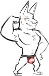  anthro barefoot clothed clothing darknut feet flexing_muscles goronic jockstrap jockstrap_only male muscular muscular_male open_mouth red_clothing red_jockstrap red_underwear simple_background smile solo teeth_showing topless underwear underwear_only white_background 