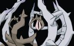  alternate_color black_background blurry brambleghast commentary_request depth_of_field herari highres muted_color no_humans one-eyed pokemon pokemon_(creature) red_eyes shiny_pokemon simple_background solo thorns 