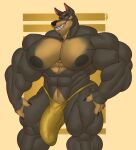  2022 abs anthro areola biceps big_bulge big_muscles biped bulge canid canine canis digital_media_(artwork) dobermann domestic_dog gabgbb hi_res huge_bulge huge_muscles looking_away male mammal muscular navel nipples pecs pinscher quads simple_background smile solo thick_thighs triceps wide_hips 