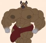  2022 4_fingers abs aggressive_retsuko anthro areola biceps big_bulge biped blush bulge clothing digital_media_(artwork) fingers gabgbb genitals haida half-erect hi_res huge_bulge hyena looking_away male mammal mostly_nude navel nipples pecs penis pubes quads sanrio simple_background solo thick_thighs triceps underwear wide_hips 