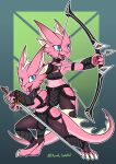  absurd_res ambiguous_gender andromorph anthro arrow_(weapon) azural_cobaltros blue_eyes bow_(weapon) claws clothed clothing dungeons_and_dragons female girly gynomorph hasbro hi_res holding_object horn identical_twins intersex kobold male melee_weapon pink_body ranged_weapon scalie sibling simple_background smile sword tail topwear twins weapon wizards_of_the_coast 