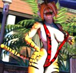  3d_(artwork) anthro areola bikini breasts clothed clothing digital_media_(artwork) exposed_breasts felid feline felis female fur hair jun_(petruz) looking_at_viewer mammal navel nipples pantherine sling_bikini smile solo source_filmmaker swimwear tiger viper-desires 