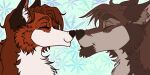  anthro black_nose brown_eyebrows brown_hair brown_inner_ear_fluff brown_nose canid canine duo eyebrows eyes_closed female fur hair happy inner_ear_fluff male male/female mammal multicolored_body multicolored_fur paint_zee_brush tuft white_inner_ear_fluff 