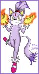  anthro biped black_nose blaze_the_cat border breasts clothing digital_drawing_(artwork) digital_media_(artwork) featureless_breasts featureless_crotch felid feline female footwear looking_down mammal mouth_closed nude purple_body reddragonkan sega simple_background solo sonic_the_hedgehog_(series) white_background yellow_eyes 