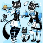  2022 :3 angry anthro anthrofied baronflint bell bell_collar bellabot beverage black_clothing blue_background bottomwear bow_tie burger cel_shading chibi clothing collar cross-popping_vein disembodied_hand domestic_cat dress_shirt english_description felid feline felis female flat_tail food food_tray footwear fries frilly frilly_clothing full-length_portrait happy headpat holding_object knee_highs knee_socks legwear long_sleeves maid_uniform mammal multiple_images portrait pudu_robotics screen screen_face shaded shirt shoes simple_background skirt socks soda solo straw topwear tray uniform vest waiter white_body white_eyes 