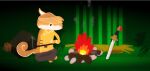  ambiguous_gender anthro campfire canid canine canis domestic_dog fire hi_res male mammal melee_weapon super_animal_royale sword weapon 