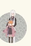  +_+ 1boy 1girl :t accelerator_(toaru_majutsu_no_index) albino ambiguous_gender animal_background bangs black_choker black_shirt black_thighhighs blush bow brown_eyes brown_hair business_suit choker closed_eyes clothing_cutout coat dog earmuffs feet_out_of_frame female_child fluffy formal frown green_background hair_bow hairband holding holding_another&#039;s_arm holding_clothes holding_coat last_order_(toaru_majutsu_no_index) necktie official_alternate_costume pale_skin pants patterned_background pink_necktie pout purple_coat ribbon_trim see-through see-through_skirt shirt short_hair signature skirt sparkling_eyes standing striped striped_vest suit tautiki thighhighs toaru_majutsu_no_index vertical-striped_vest vertical_stripes vest white_hair white_hairband white_pants white_skirt white_vest 
