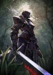  absurdres armor black_armor blood forest full full_armor full_plate_armor gauntlets grass haikei_(le_gris_no9) helmet highres knight knight_(ragnarok_online) longsword nature official_art original sword weapon 