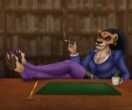  anthro business clothing desk digital_media_(artwork) disney domestic_cat feet felid feline felis female furniture furry hi_res invalid_tag legs legwear lion mammal office pantherine pawpads paws stockings suit table the_lion_king zira 