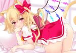  all_fours animal_ears ass blonde_hair cat_ears cat_girl cat_tail flandre_scarlet red_eyes ribbon tail tosakaoil touhou wings 