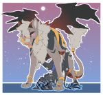 arcanine barndog bite_mark blep bodily_fluids cum duo feral fusion generation_1_pokemon generation_4_pokemon genital_fluids genitals giratina hi_res knot knotting legendary_pokemon male male/male nintendo penis pokemon pokemon_(species) pokemon_fusion scratches tongue tongue_out wings 