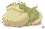  2023 ambiguous_gender anthro belly big_belly charizard claws dino.d.dice english_text fan_character generation_1_pokemon hi_res membrane_(anatomy) membranous_wings moobs morbidly_obese morbidly_obese_ambiguous morbidly_obese_anthro motion_lines nintendo nude obese obese_ambiguous obese_anthro overweight overweight_ambiguous overweight_anthro pokemon pokemon_(species) simple_background solo sound_effects standing tail text thick_tail white_background wings 