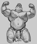  anthro balls bodily_fluids clothed clothing falcon_mccooper foreskin genital_fluids genitals hi_res male muscular muscular_male nintendo penis precum sketch slippy_toad solo star_fox topless topless_male 